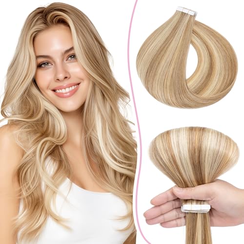 SEGO Pro Extension Capelli Veri Biadesivo 10pz 30cm #12/613 Marrone Oro/Biondo Chiarissimo Extension Biadesive Capelli Veri Lisci Remy Tape in Hair Extension (10g)
