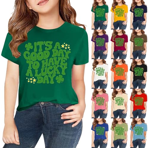 St Patricks Day Outfits Kids Ireland Top Irish Tee Shamrock Shirt for Girls Boys Green Holiday Short Sleeve T-Shirt