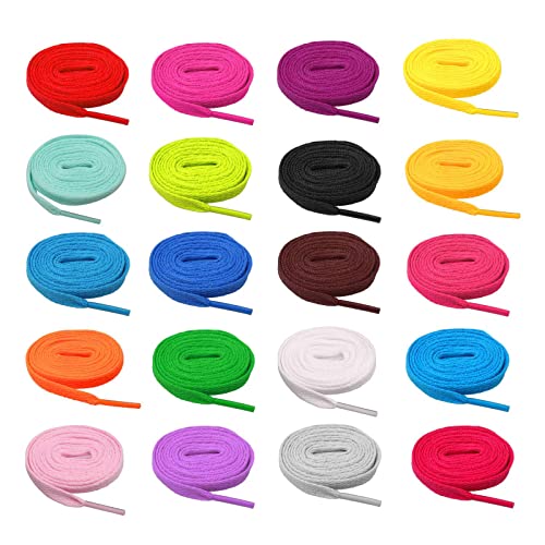 Flat Coloured Shoelaces, 120 cm, 20 Pairs