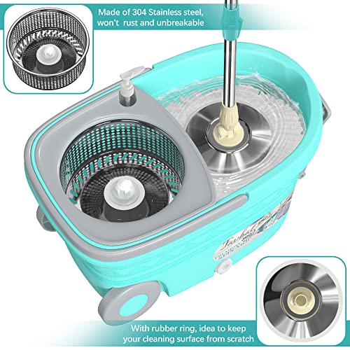 Spin Mop Bucket Floor Cleaning - Favbal Mop And Bucket With Wringer Set Spinning Mopping Buckets Cleaning Supplies With 6 Replacement Refills,61" Extended Handle For Home Hardwood Floors Tiles #TOP2