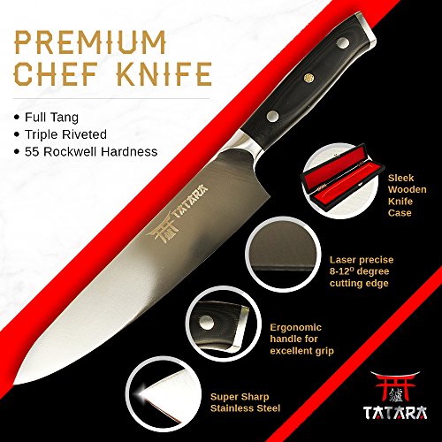 TATARA 8 inch Chef Knife Professional Carbon Stainless Steel