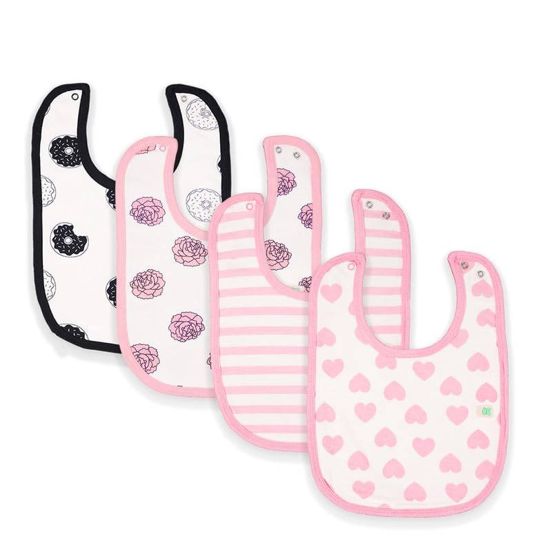 Kidbea100% Organic Cotton Feeding Infants and Toddlers baby Apron Ultra-Soft Infant Apron Unisex Reusable Bibs Pack of 4