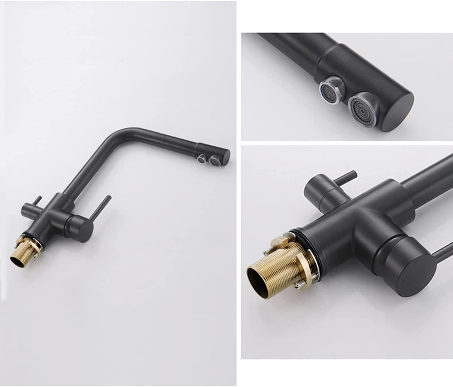 QTANZIQI Grifo de Cocina Negro de 3 vías con Modo Dual Grifo con Filtro de ósmosis 3 en 1 Grifo para Fregadero para Sistemas de ósmosis Filtro de Agua para Fregadero de Cocina versátil.