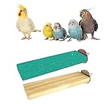 Sage Square Wooden Stand Sand Platform Made of Natural Wood, Combo of Two (2*5.5 & Sand 2*5.5 inch) Rectangle Shaped Perch Stand, Cage Accessories, Playful Toy, Suitable For Birds, Parrots, Budgies