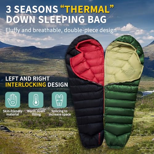 Image of Down Backpacking Sleeping Bag 620FP, Lightweight Sleeping Bag for Adult Backpacking, Hiking, Camping. with Compression Bag.