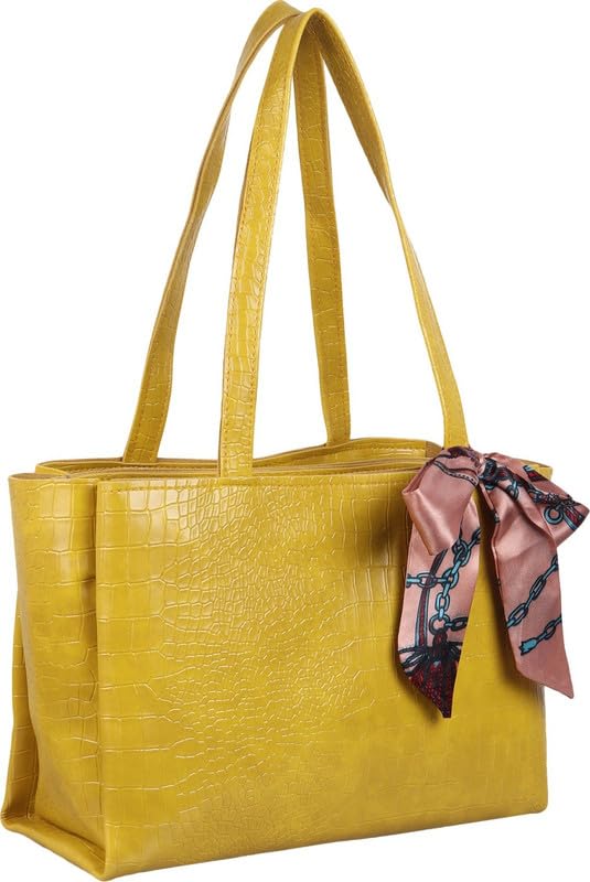 Dcozi Stylish and Fashionable PU Leather Yellow Handbag For Women & Girls - TB11_Yellow (Shoulder & Tote Bag) (B0D3Y6G471) Amazon Price History, Amazon Price Tracker