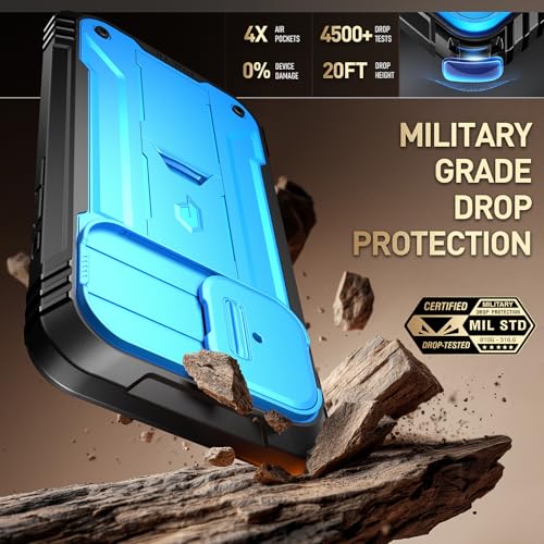 Image of Poetic for iPhone 17 Case with Camera Control Capture Button, [Slide Camera Cover] [Built-in Stand] [Built-in Screen Protector] Full-Body Military Grade Rugged Phone Case for iPhone 17, Light Blue