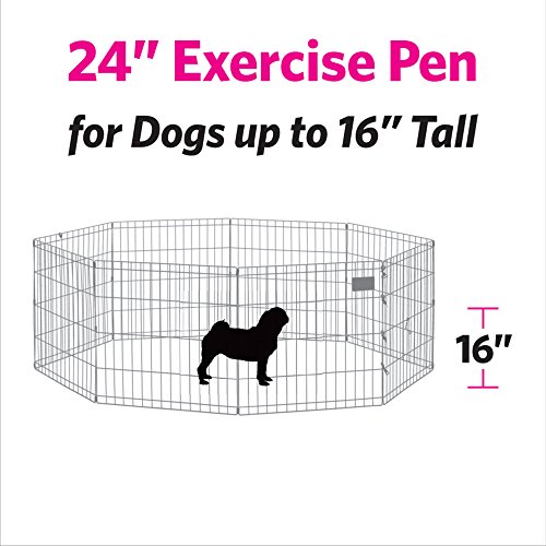 MidWest Homes for Pets Hunde-Gehege aus Metall, zusammenklappbar, ohne Tür, inklusive Erdspießen, bietet 1,5 m² Spielfläche, 61 cm hoch, schwarz elektrostatisch beschichtet.