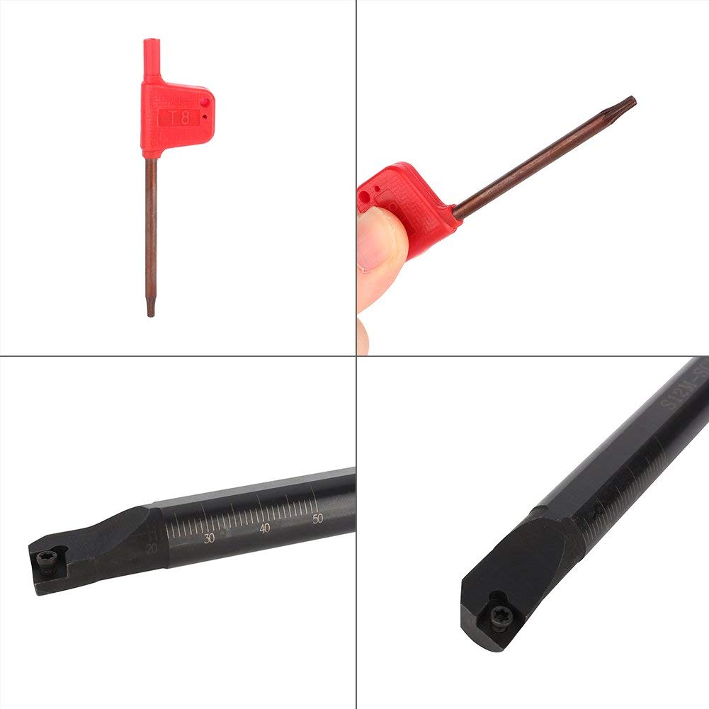 Juego de Herramientas CNC de Torno Soporte de Torno SCLCR Barra de Torsión Interna + 10 Piezas CCMT0602 Insertar + llave de 3 Piezas