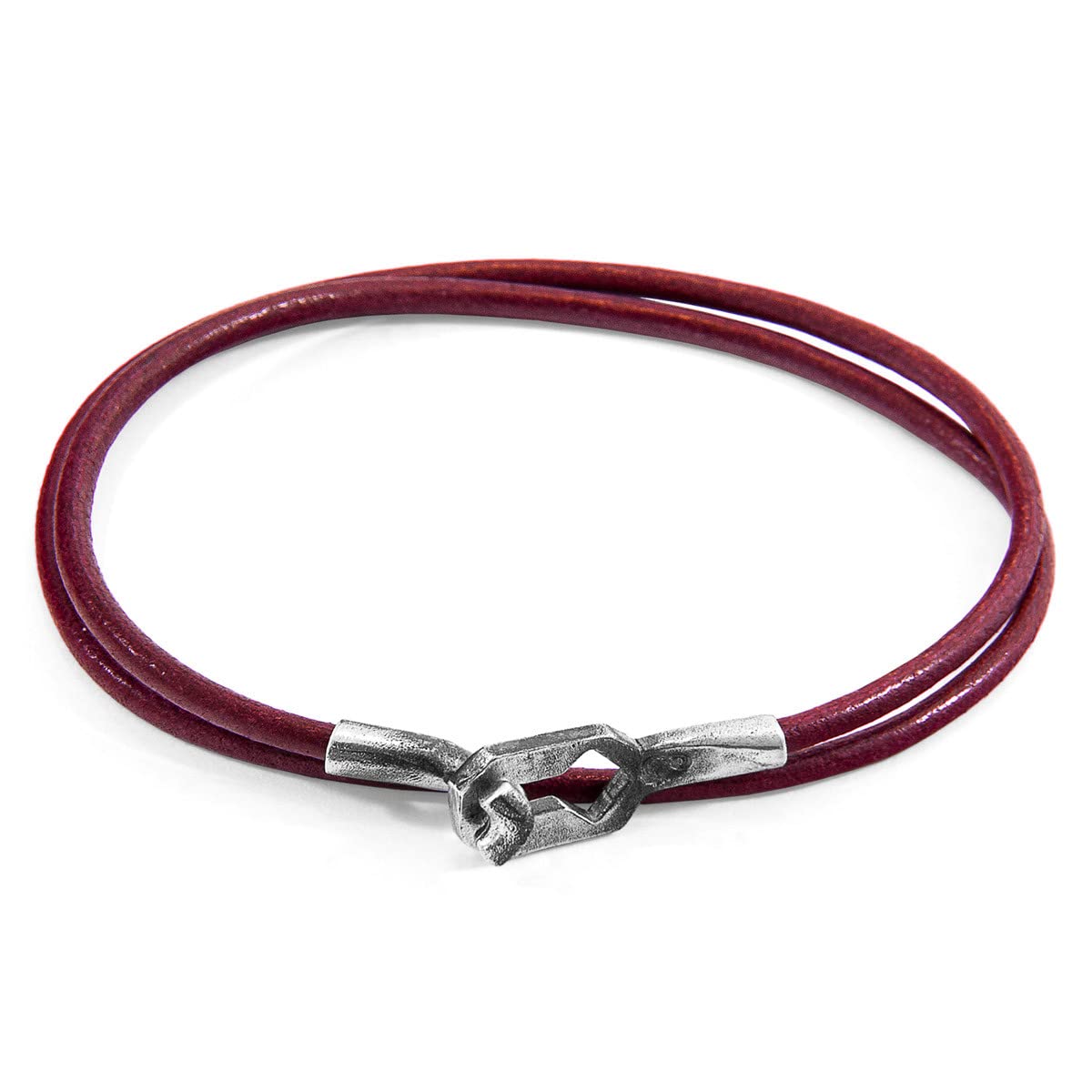 ANCHOR & CREW Pulsera Tenby de Plata y Cuero Redondo - Hombre