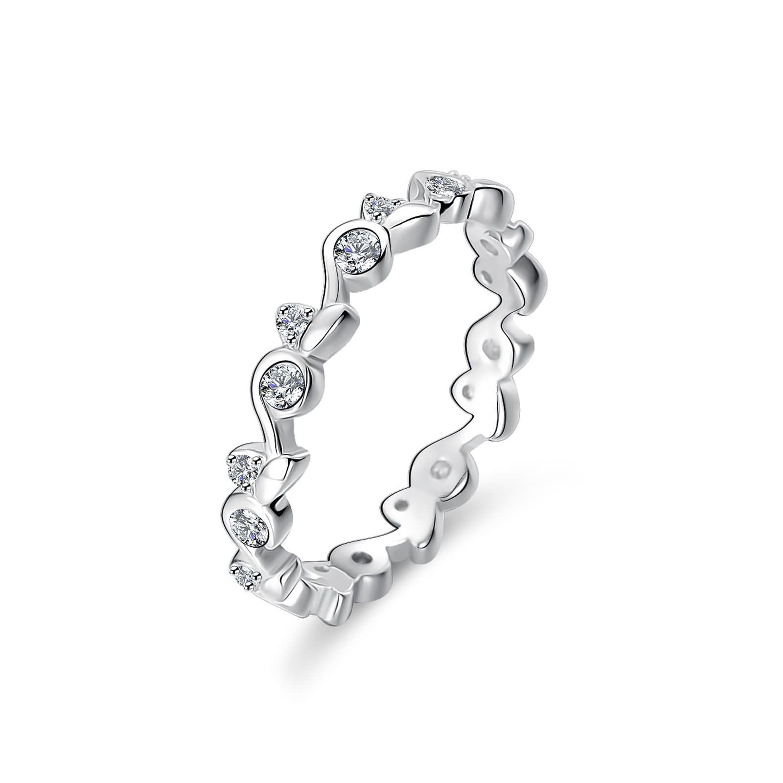 Branch Full Eternity obrączki ślubne z prawdziwego złota dla kobiet, z moissanit, pierścionki zaręczynowe dla niej, 9K / 14K / 18K białe złoto, rozmiar 47 (15,0)-65 (20,7)