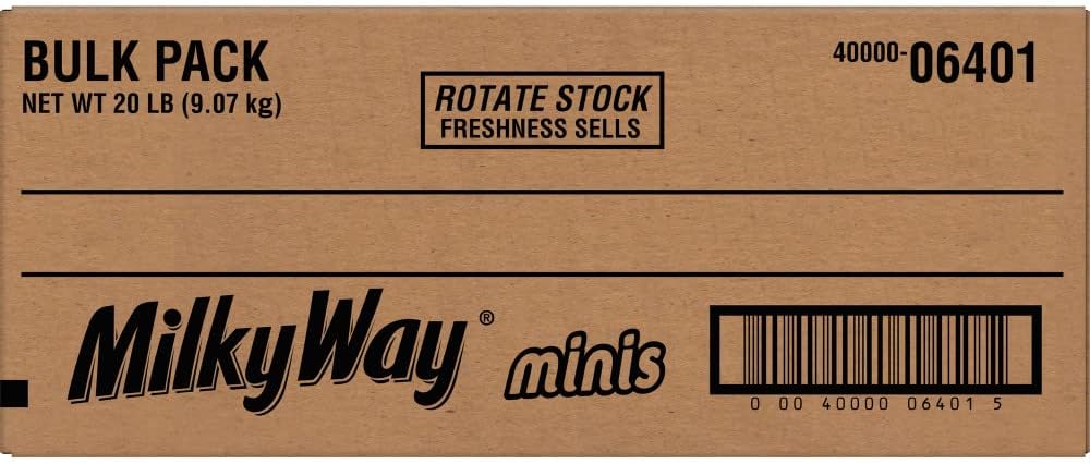 MILKY WAY Milk Chocolate Minis Size Candy Bars 20-Pound Bulk Package Box