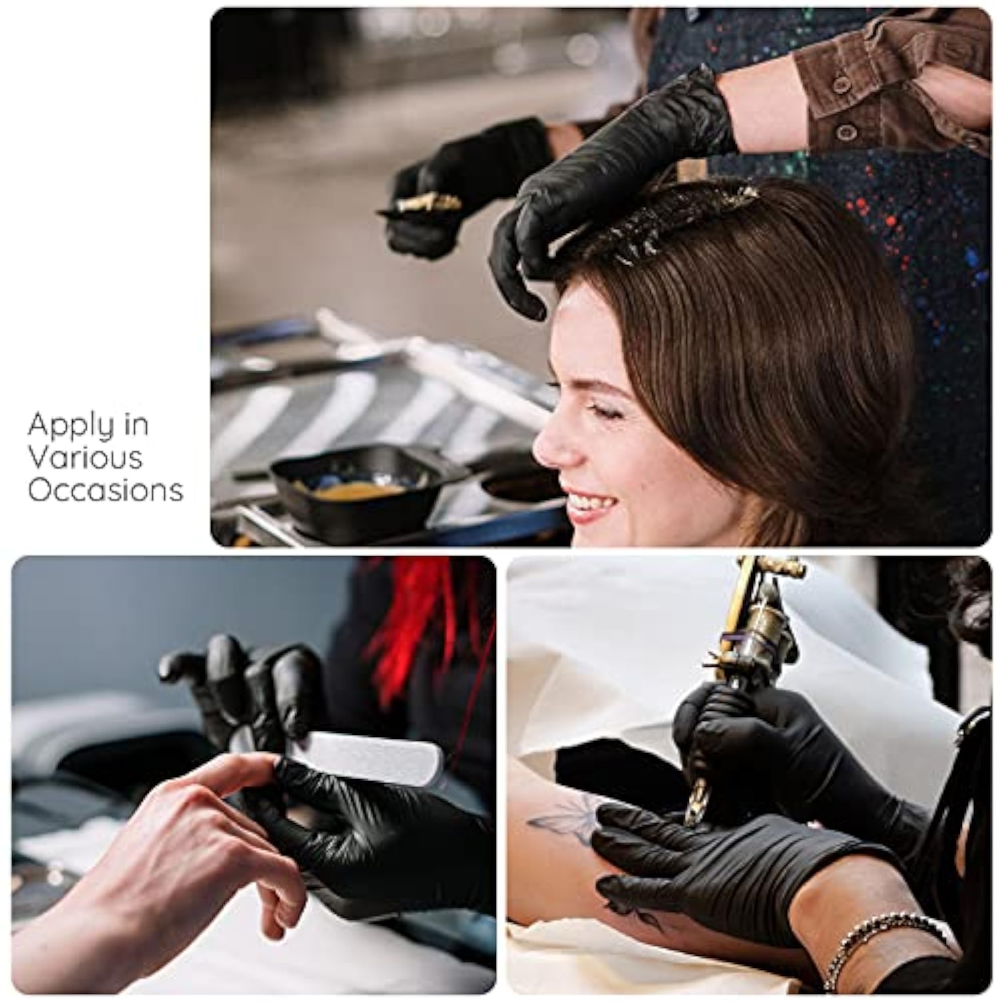 20 Counts Hair Dye Gloves, Black Reusable Rubber Gloves