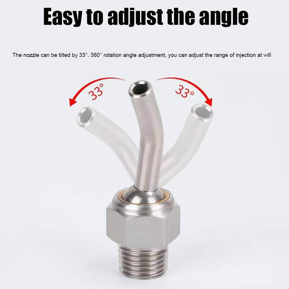 10 Pieces Stainless Steel Bent Pipe coolant nozzles for Lathe Cut nozzles 1/8”, 1/4”, 3/8”, 1/2”, 360° Steering high Pressure Cutting Oil Cooling M10*1.25 Tube Length 50mm(1.97in)