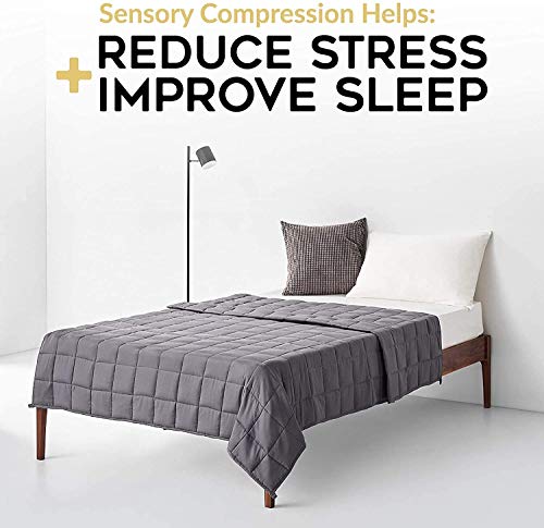 YnM Oeko-Tex Certified Premium 80 x 87 Inch 30 Pound 2 Person Cotton Calming Heavy Weighted Blanket with Duvet for Queen & King Beds, Dark Grey