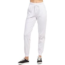 Sofra Womes Jersey Cotton Jogger Pants with Side Pockets for Yoga Running Workout