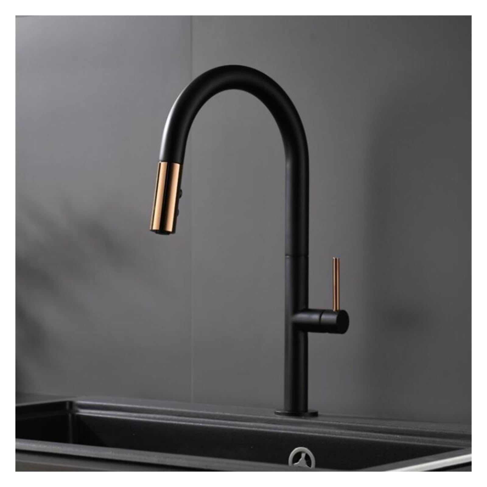 Mitigeur d'évier de cuisine extractible robinet mitigeur rotatif noir or rose