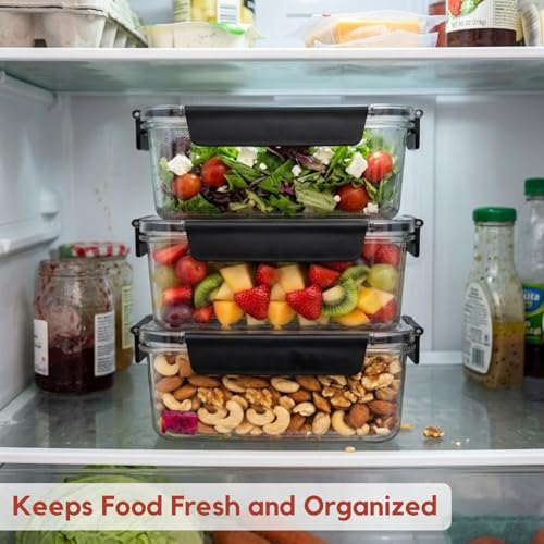 Image of GO STORE Airtight, Leakproof Set of 2 (500 ml) Container for Fridge Organizer Plastic Storage Boxes Set Durable Odor Free, BPA Free for Vegetables Box, Kitchen (Black)