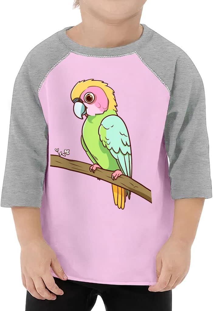 Parrot Graphic Toddler Baseball T-Shirt - Beautiful 3/4 Sleeve T-Shirt - Art Kids' Baseball Tee