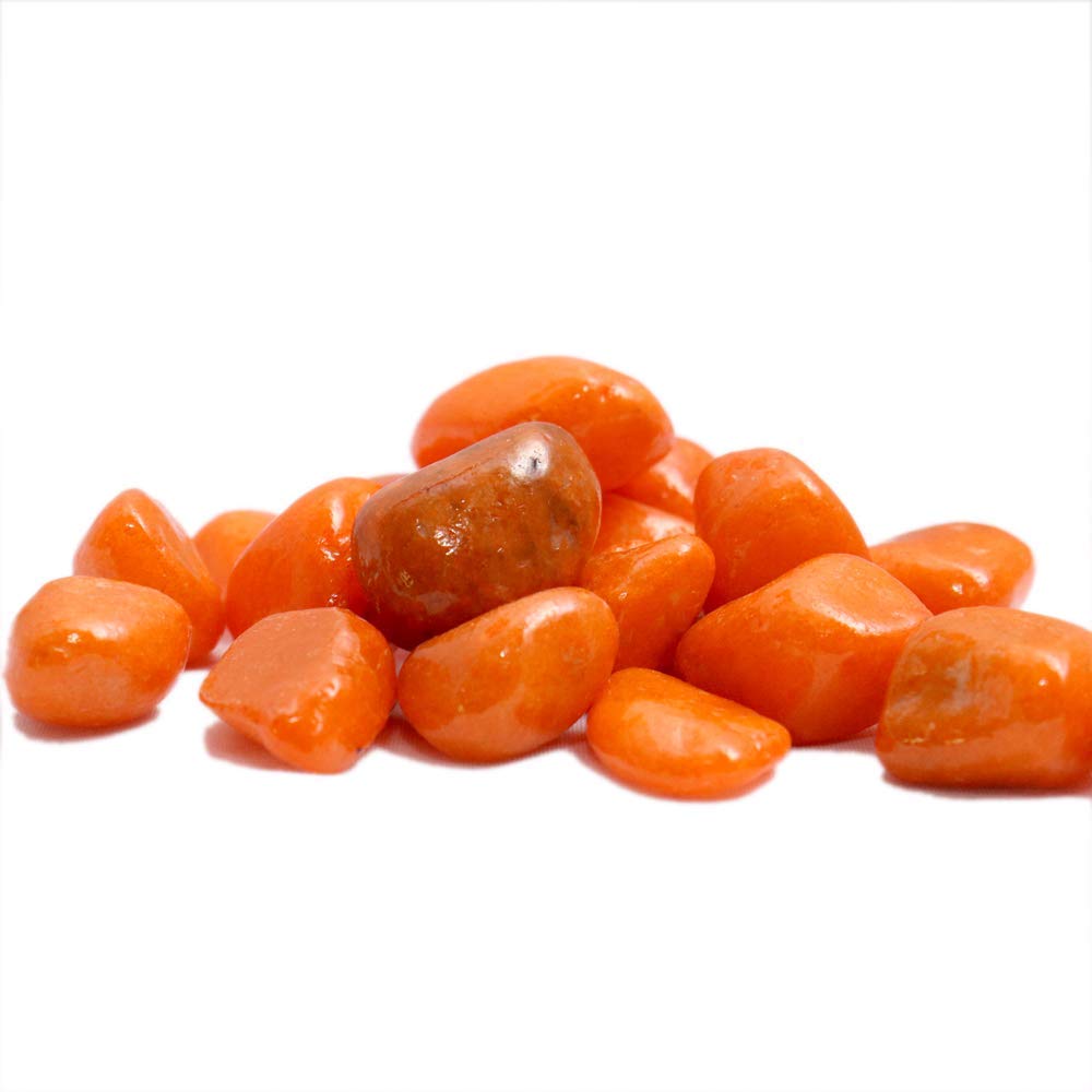 Multi Color Pebble Stone (2 kg) Colourful Glossy Pebbles Stones | Decorative Garden Aquarium & Outdoor Decoration Multicolour (2 kg) (Orange)-image-18