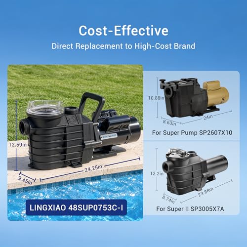 Image of 1HP Pool Pump Inground, 6022 GPH, 115 /208-230V, Powerful Self Primming In /Above Ground Pool Pump, Low Noise Swimming Pool Pump with Large Filter Basket & 2 /1.5 inch Fittings