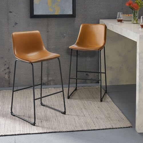 Image of Waleaf 30 Inch Counter Height Bar Stools Set of 3, Faux Leather Bar Chairs