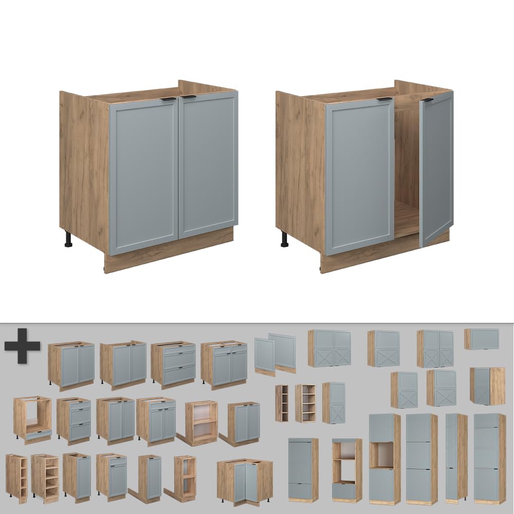 Vicco Mobile lavello cucina Fame-Line, Blu-grigio chiaro, 80 cm