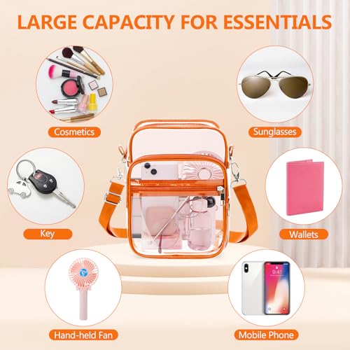 Image of Blvornl Clear Crossbody Bag with Adjustable Shoulder Strap, Stadium Approved PVC Purse Bag, Messenger Bag