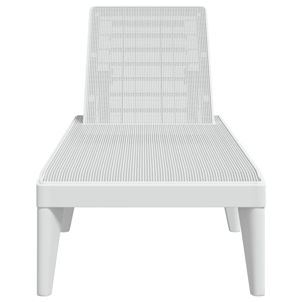 Chaise Longue Blanc en polypropylène 186x60x29 cm avec Dossier réglable et accoudoirs, transat Pliable pour Jardin terrasse Balcon Piscine