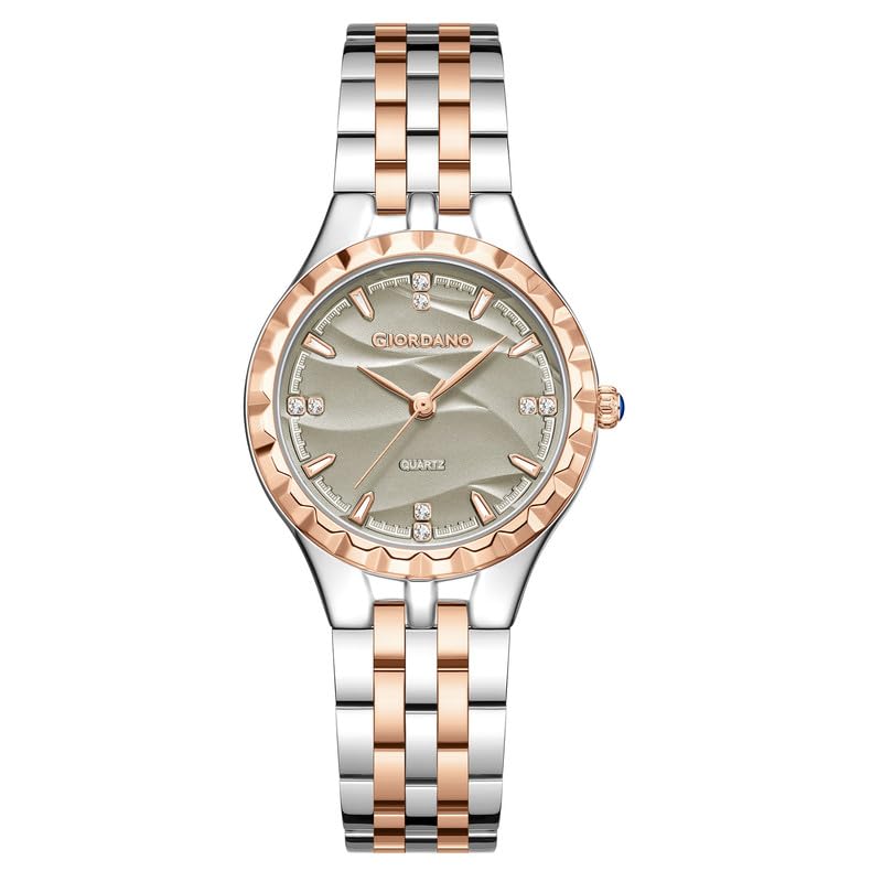 Image of Giordano Analog Quartz Watch for Women with Textured Round Dial, Luminous Hands and Markers, Stainless Steel Strap - GZ-60164