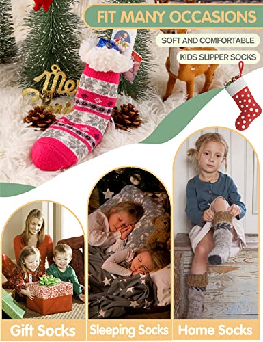 Image of MOGGEI Girls Slipper Fuzzy Socks Kids Boys Fluffy Fleece Lined Warm Plush Sherpa Winter Child Home Socks