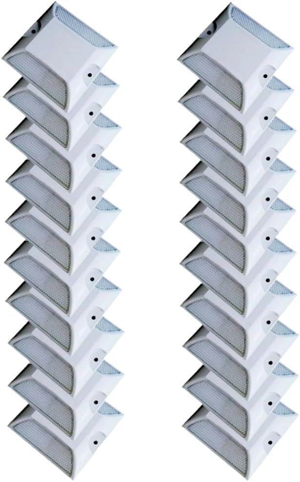 Road Reflectors 4 by 4 Inch, 10 Pack Commercial Driveway Reflectors White Reflective Road Driveway Pavement Studs Ground Markers Reflectors Waterproof Outdoor for Road Highway Street (White-20pack)