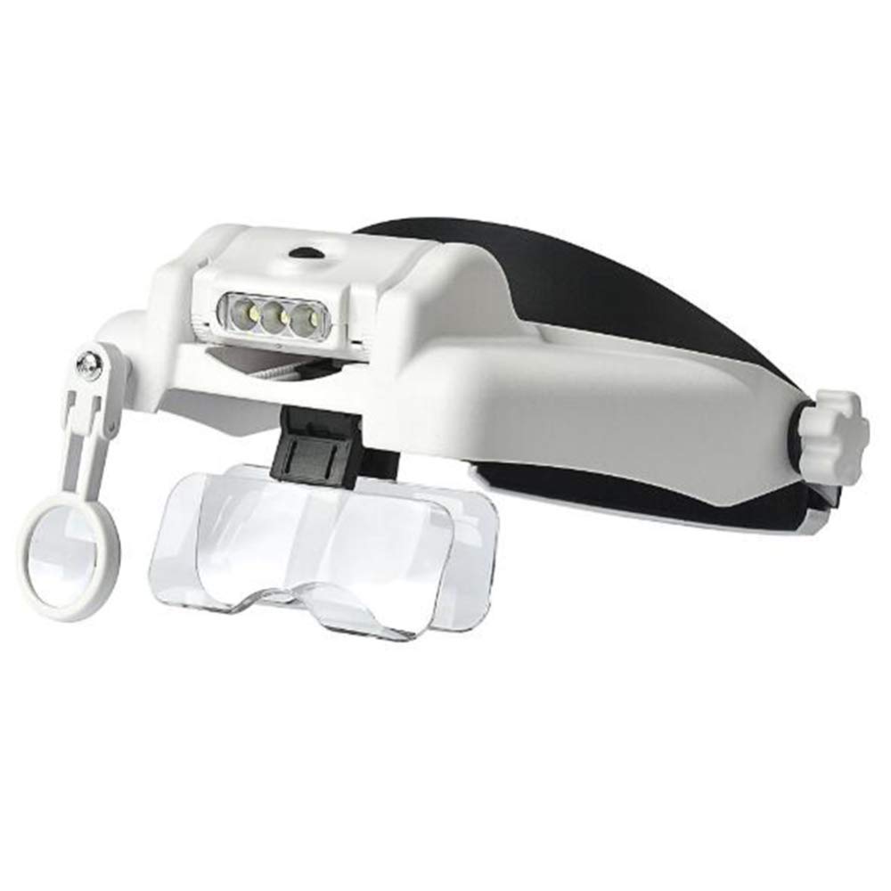 asdchZen Headband Magnifier With 3Led Light,Head-Mounted Handsfree Reading Magnifying Glasses,Jeweler,Watch Loupe