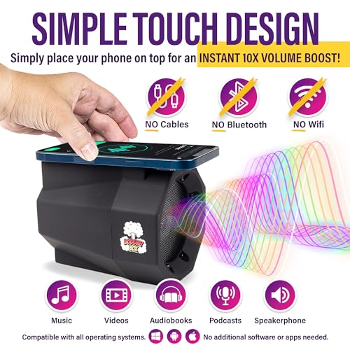 Phone Volume Amplifier Sound Booster - No Bluetooth or Cables, Set Smartphone on Speaker to Amplify Audio, Universally Compatible, Works with Speakerphone, Perfect for Seniors (Black) - Thumbnail 2