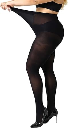 MANZI Women's 2 Pairs Plus Size Control Top Tights Ultra-Soft Panty Hose