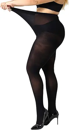 MANZI Women's 2 Pairs Plus Size Control Top Tights Ultra-Soft Panty Hose