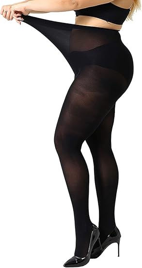 MANZI Women's 2 Pairs Plus Size Control Top Tights Ultra-Soft Panty Hose