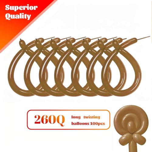 Image of 260 Coffee Brown Long Balloons for Balloon Garland Thickening Skinny Latex Twisting Animals Modeling Christmas Birthday Wedding Party Festival Decorations 100pcs