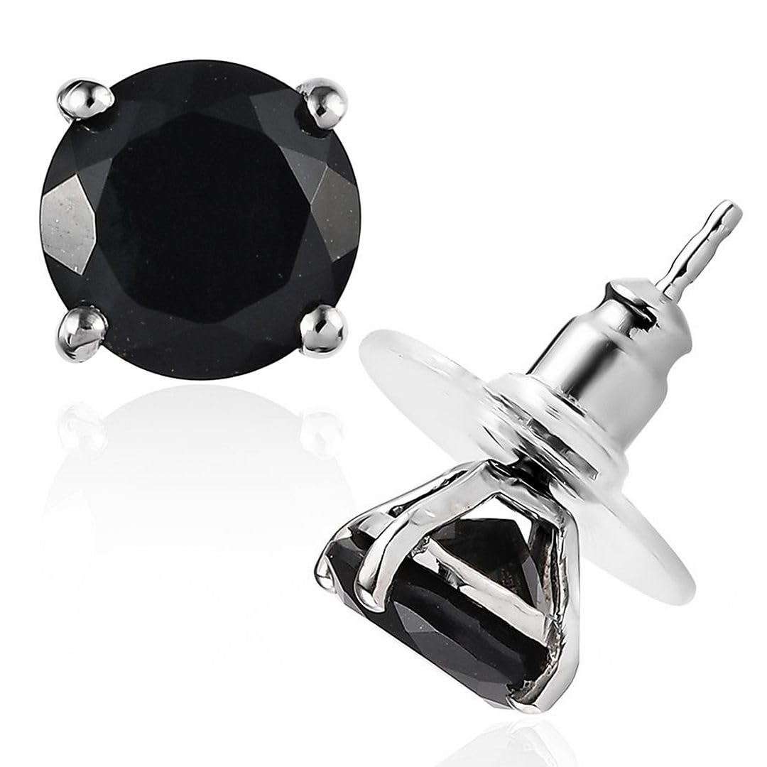 SHOP LC DELIVERING JOYShop LC Tourmaline Black Stud Earrings for Women 925 Sterling Silver Platinum Plated Goth Comfy Birthday Gifts for Women