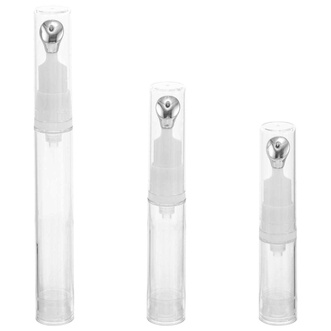 WRITWAA Pack of 3 Bottle Eye Cream Depoting Make Up Container Eye Cream Pen Made of Metal Airless Pump Glass Foundation Travel Container Pump Dispenser Bottle Airless Pump Zinc Alloy Transparent