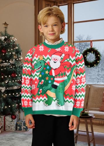 Ddsol Boy Ugly Christmas Sweatshirt Long Sleeve Santa Dinosaur Elk Train Bulldozer Kids Xmas Sweater Pullover Tops 4-10 Years 2 Ddsol Boy Ugly Christmas Sweatshirt Long Sleeve Santa Dinosaur Elk Train Bulldozer Kids Xmas Sweater Pullover Tops 4-10 Years - Image 3
