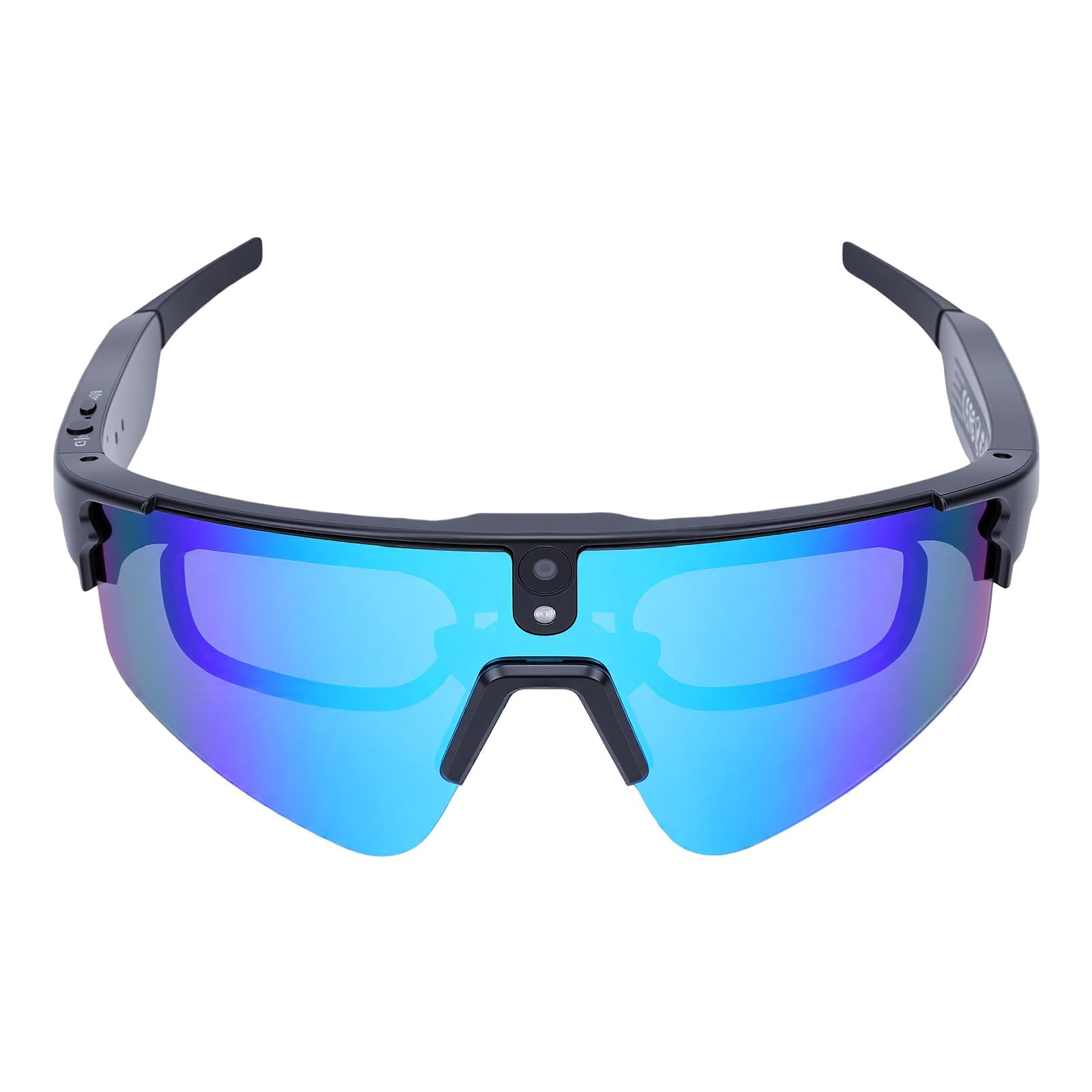 Naroote Occhiali da Ciclismo Intelligenti 4K AI, Occhiali Bluetooth in ABS PC for Ciclismo e attività All'aperto (Blu)