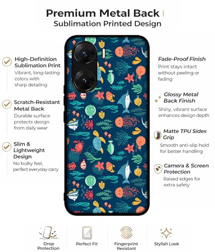 Image of Aquarium Texture Design Premium 2D Printed Metal Back Case Cover for Vivo V29E 5G