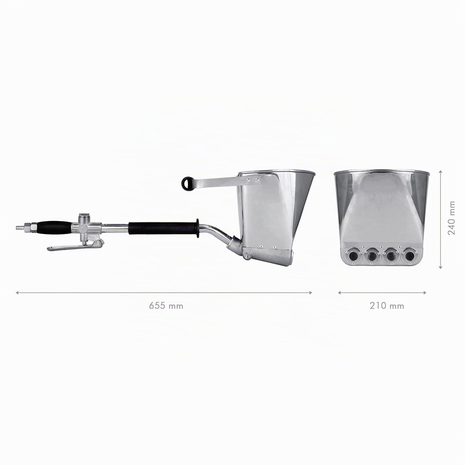 Werku WK500920, Pulverizador Cemento-Estuco, Calidad Profesional, 4 Boquillas 14 mm, Depósito 6 L, Especial Cementos, Masillas, Morteros, Yesos, Estucos