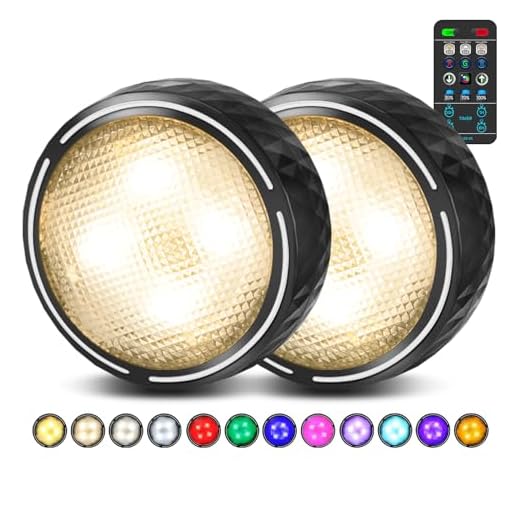 LED Puck Lights with Remote Control, Battery Operated Wireless Closet Lights, Under Cabinet Lights Stick on Tap Light Push Lights, Color Changing Under Counter Lights for Kitchen, 2 Pack - Black