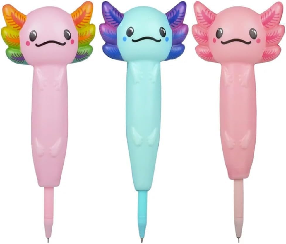 HAPPY DEALS ~ Axolotl Squeezeable Pens | 3 Pack | 8 Inch | Large Favors
