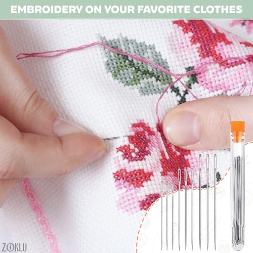 Zoklu Embroidery Kit For Beginners Adults - Punch Needle Embroidery Kits 100 Colors Thread Sewing Kit For Adults Knitting Tool Kit Set Craft Organizer - Embroidery Pen Diy Kit Sewing Thread Set thumb #7