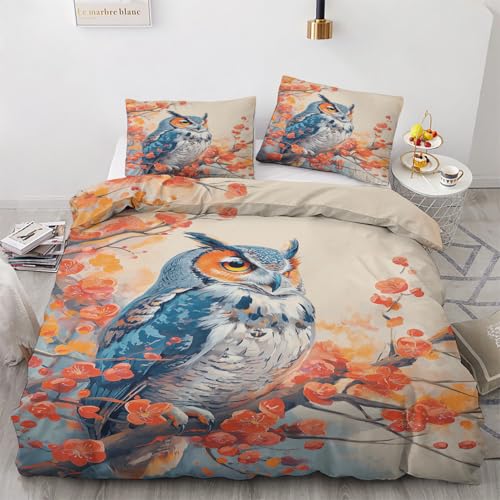 ZyxMehtic Farben Eule Bettwäsche 155x220 2teilig, Blumen Bettwäsche-Set 155x220, Weich Mikrofaser Wende 1 Bettbezüge 155x220 und 1 Kissenbezug 80x80cm mit Reißverschluss ZyxMehtic Farben Eule Bettwäsche 155x220 2teilig, Blumen Bettwäsche-Set 155x220, Weich Mikrofaser Wende 1 Bettbezüge 155x220 und 1 Kissenbezug 80x80cm mit Reißverschluss