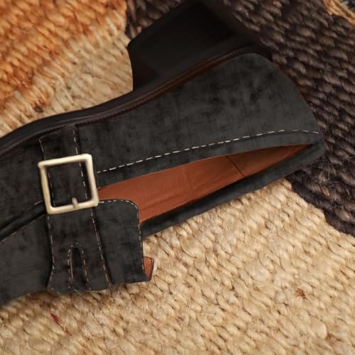 Image of MOOMMO Women Chunky Heel Penny Loafers Square Toe Buckle Slip On Comfort | Office Ladies Loafer Pumps 2 inch Stacked Block Heel Dress Loafers Oxfords Walking Dress Shoes Casual Size 4-11 M US