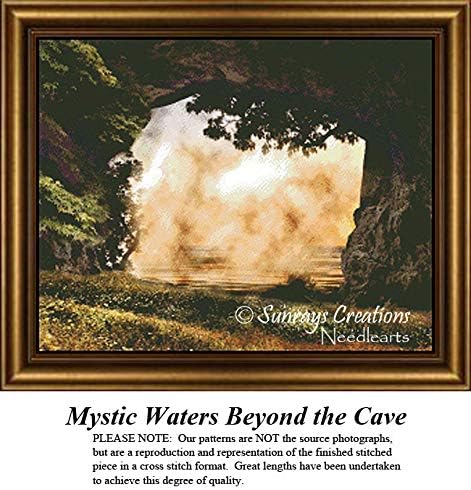 Fantasy Cross Stitch Pattern | Mystic Waters Beyond the Cave (Pattern Only, You Provide the Floss and Fabric)